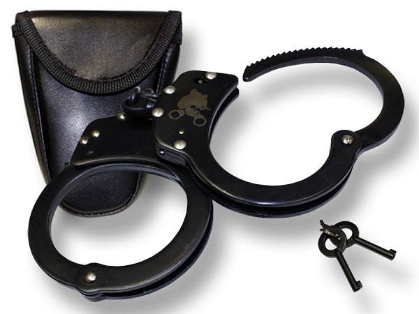 Black Double Lock Handcuffs With Carry Case - TOPHATTER'S ARMORY DEALS