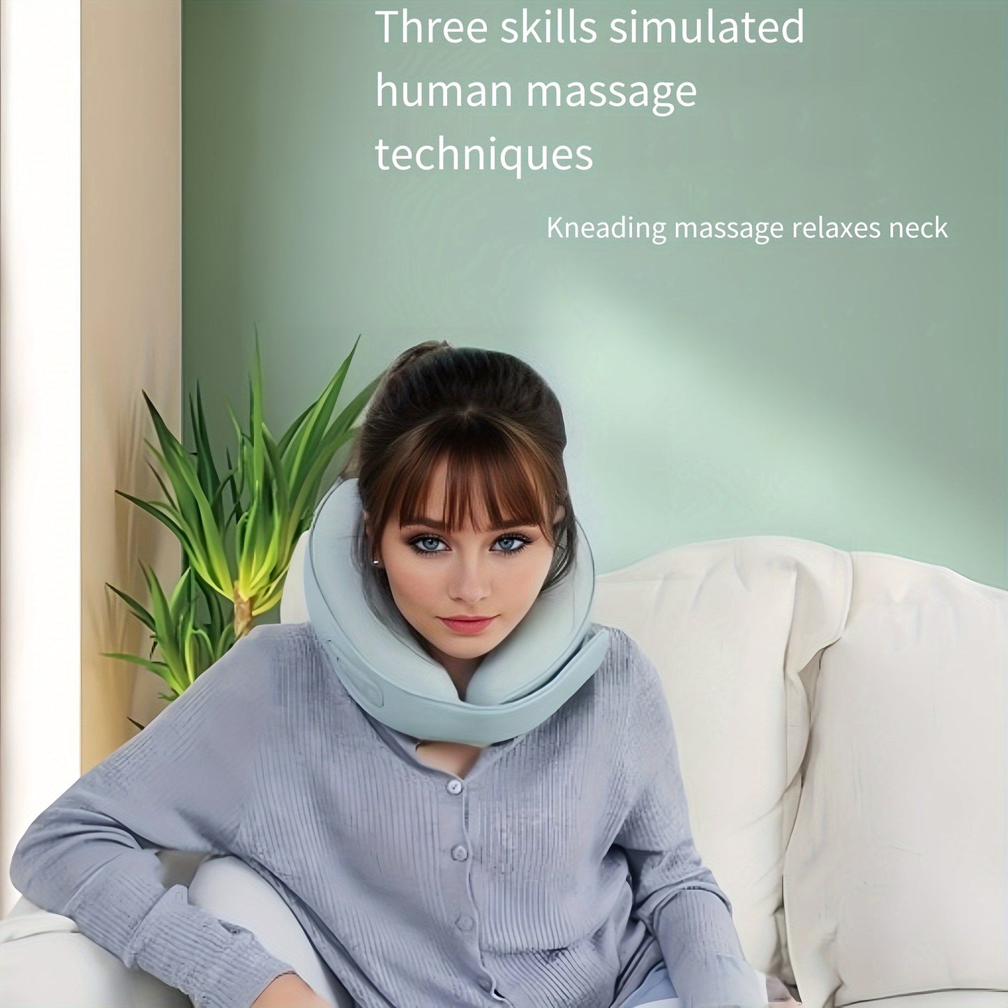 Neck Support Pillow with Heating & Electric Massage(Green)