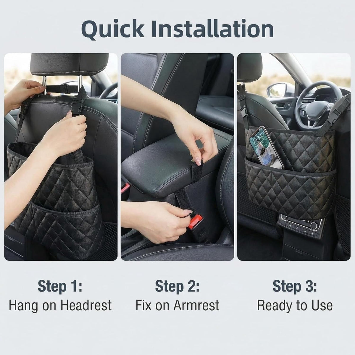 Car Seat Handbag Holder and Console Storage Organizer