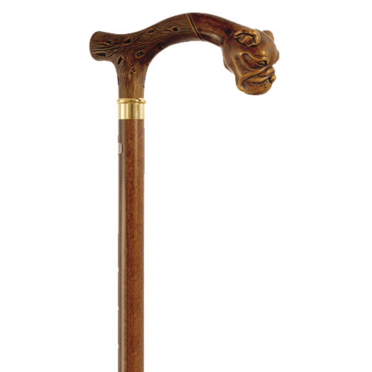 Italian Dog Head Cane - Handcrafted Wood & Brass Walking Aid