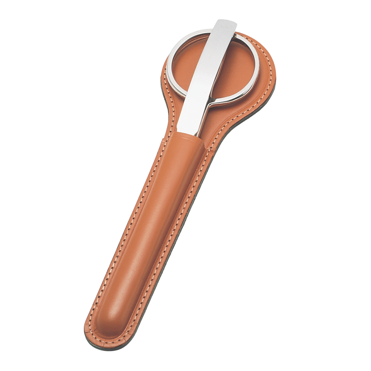 Arezzo Nickel-Plated Scissor & Letter Opener Set with Leather Case