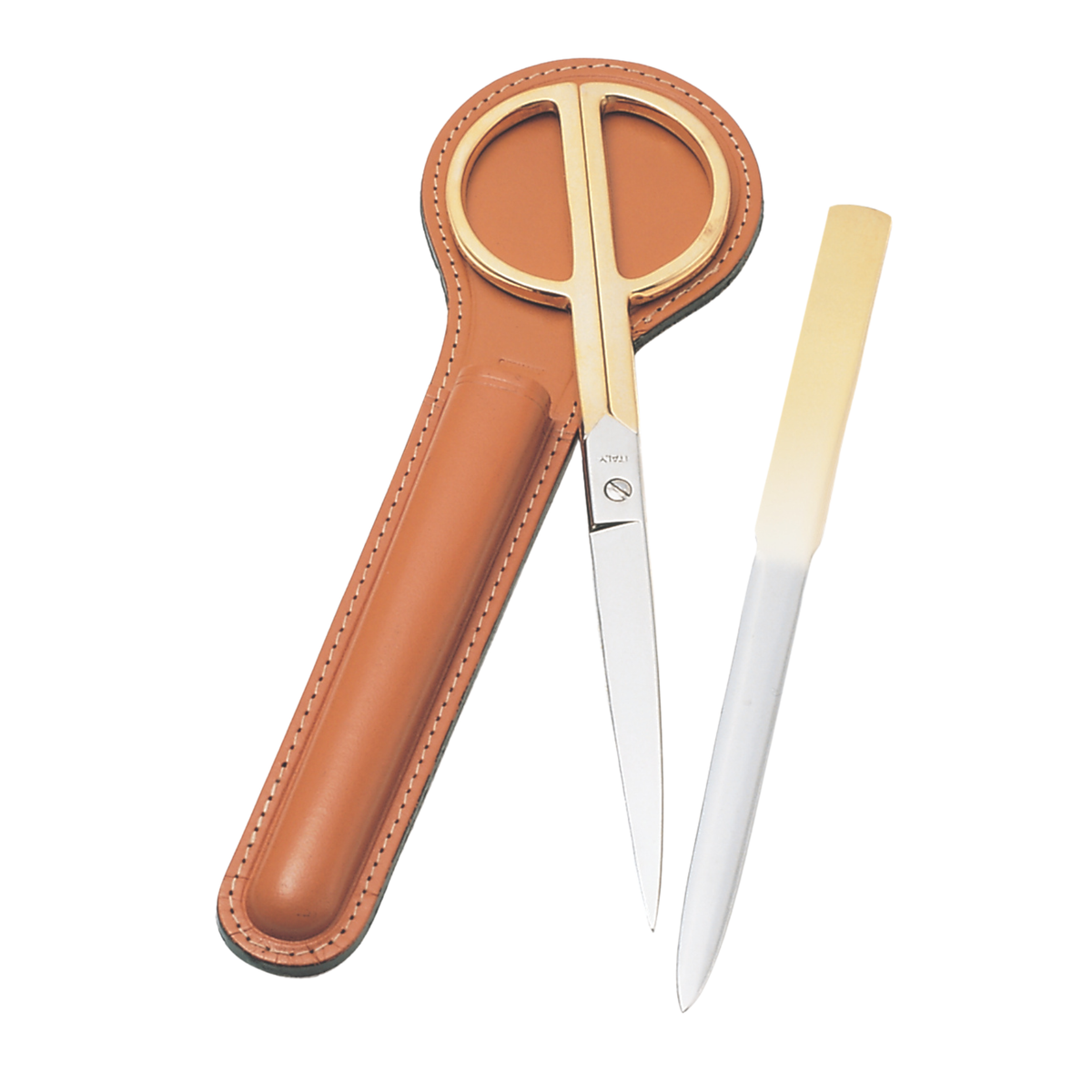 Elegant Leather Scissor & Letter Opener Desk Set for Professionals