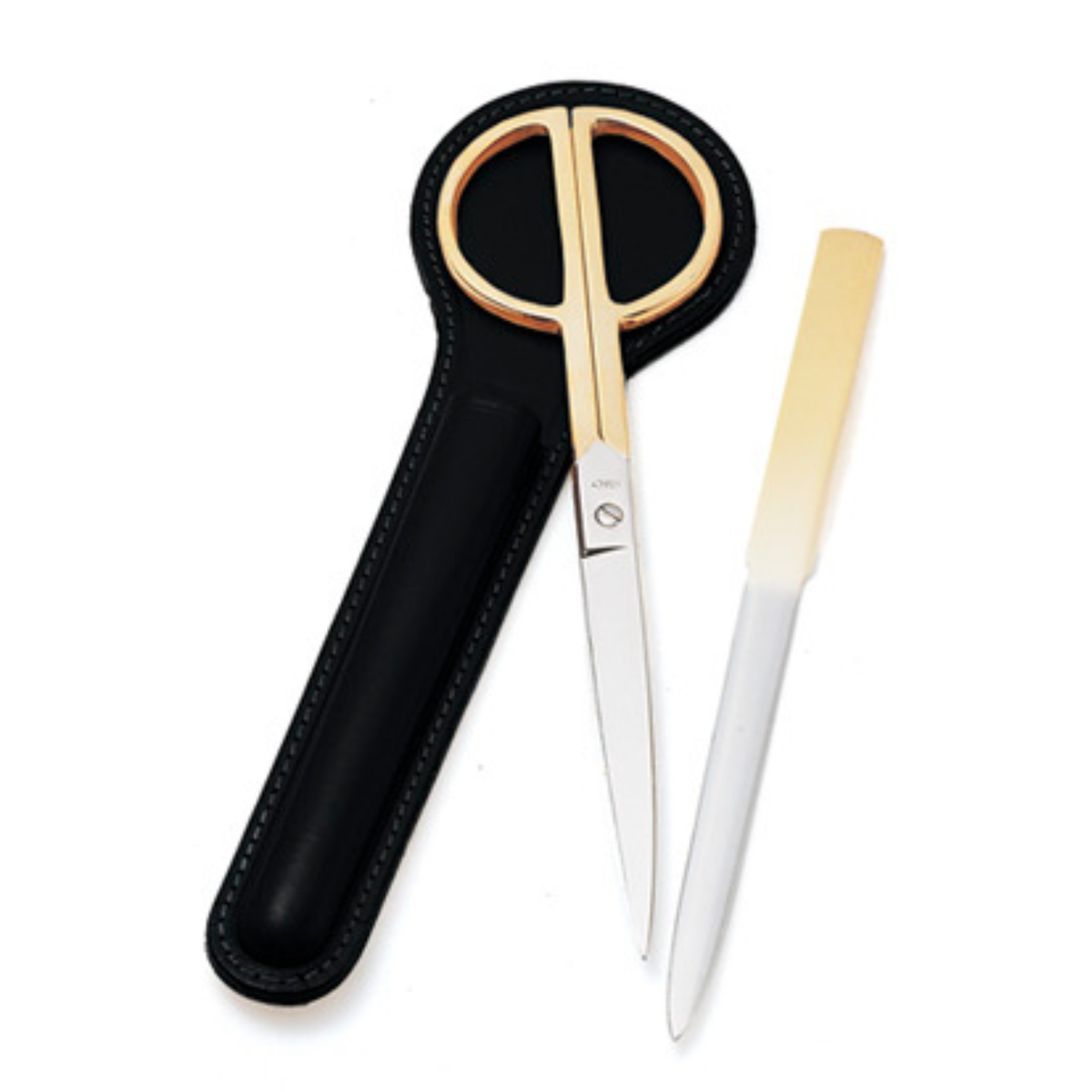 Elegant Leather Scissor & Letter Opener Desk Set for Professionals