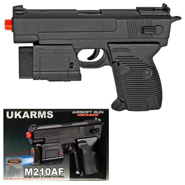 M210AF Spring Airsoft Pistol FPS-130 w/ Flashlight, Laser - TOPHATTER'S ARMORY DEALS
