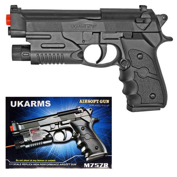 M757R Spring M9 Pistol with Laser Handgun FPS-144 Airsoft Gun - TOPHATTER'S ARMORY DEALS