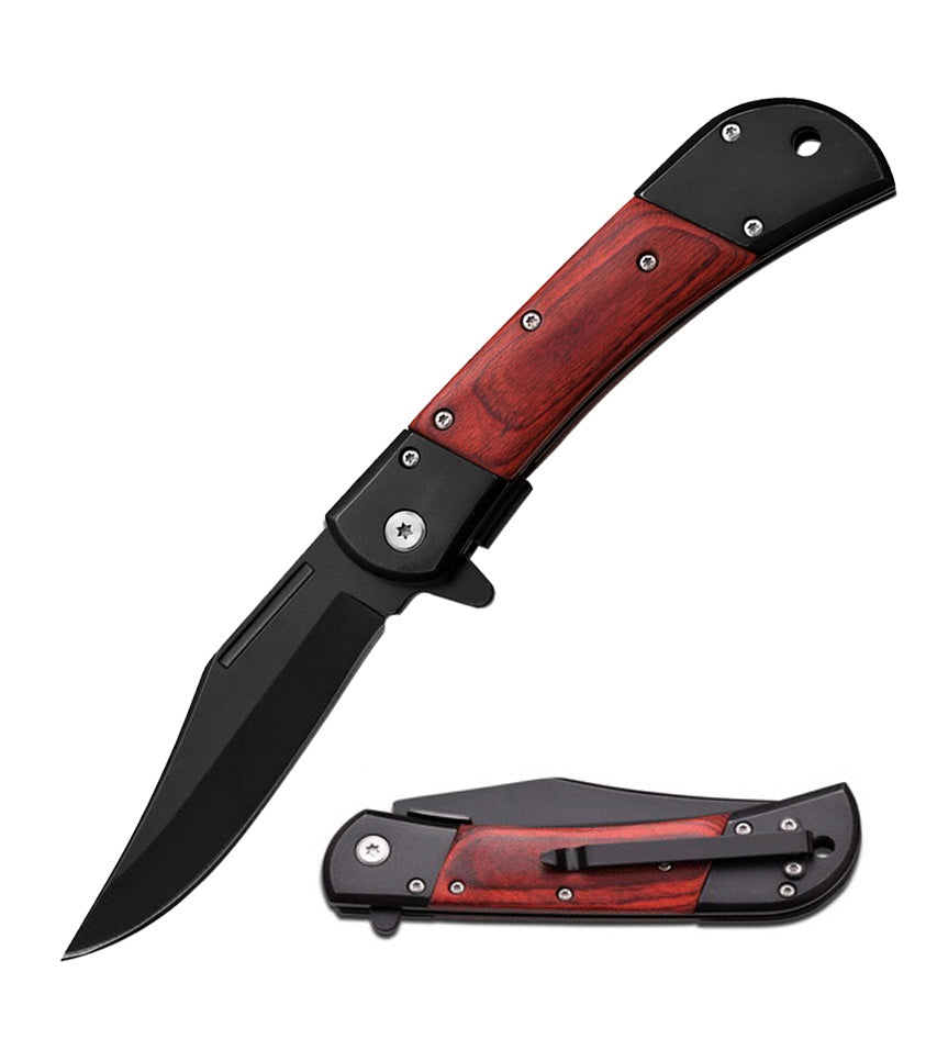 4.75 Inches Closed Spring Assisted Knife With Brown Pakkawood Handle - TOPHATTER'S ARMORY DEALS
