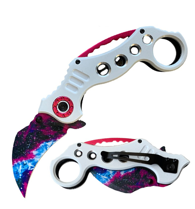 8" Military White Karambit Claw Spring Assisted Folding Open Pocket Knife - TOPHATTER'S ARMORY DEALS