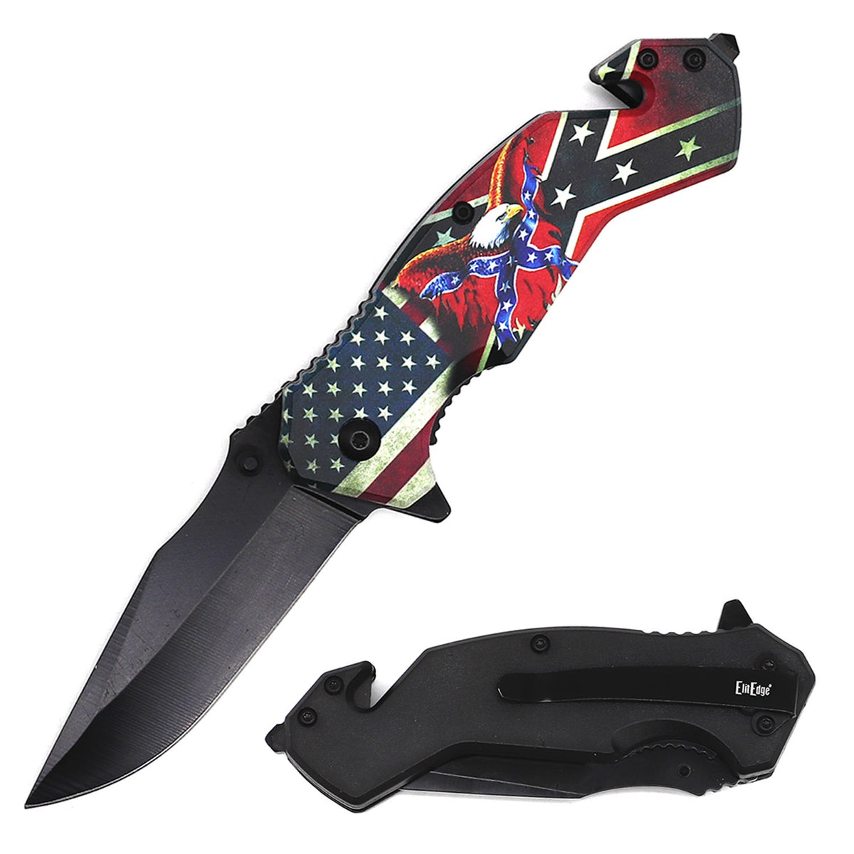 4.75" Closed USA Eagle Design Tactical Rescue Spring Assist Knife - TOPHATTER'S ARMORY DEALS