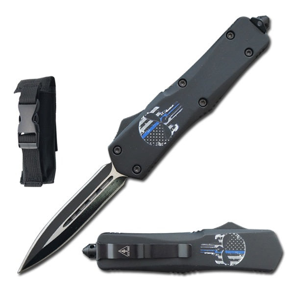 8.75" Blue Skull Tactical Recon OTF Combat Knife - TOPHATTER'S ARMORY DEALS