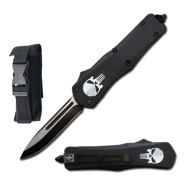 7" Skull Tactical Recon OTF Combat Knife Drop Point Blade - TOPHATTER'S ARMORY DEALS