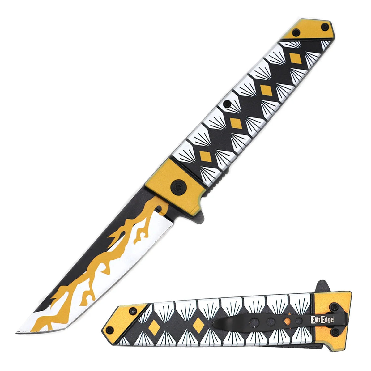 9" Tanto Blade Anime Katana Style Spring Assisted Pocket Knife - TOPHATTER'S ARMORY DEALS