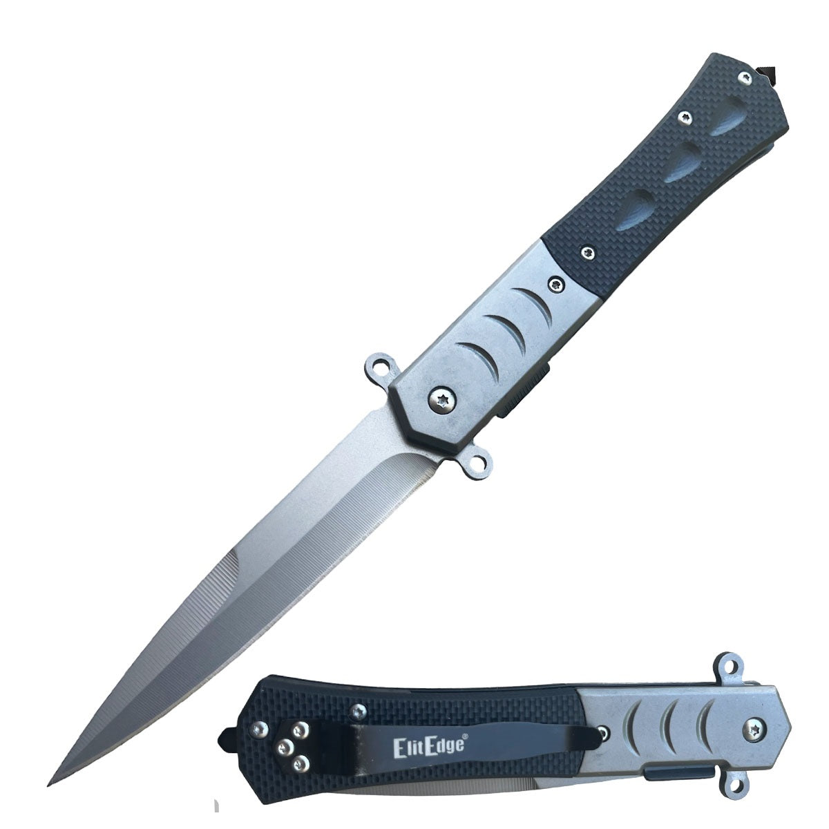 Black Military G10 Spring Assisted Pocket Knife Spear Point Blade