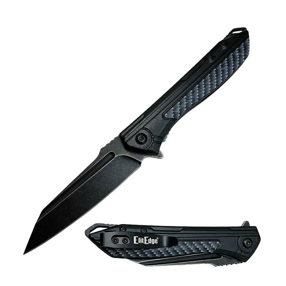7.75" Tactical Carbon Fiber Spring Assisted Wharncliffe Blade Pocket Knife - TOPHATTER'S ARMORY DEALS