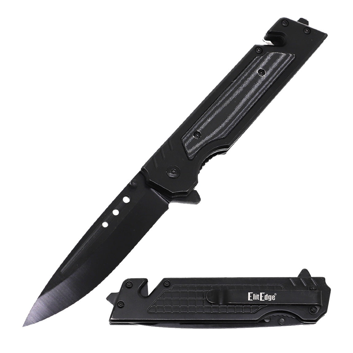 9'' Spring Assist Folding Pocket Knife - Tactical Multitool Black Micarta Handle - TOPHATTER'S ARMORY DEALS