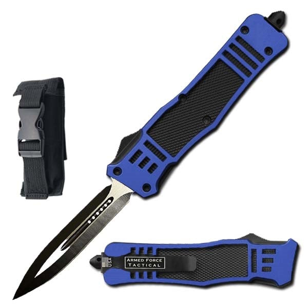 9" Blue Ghost OTF Tactical Automatic Out Of The Front Pocket Knife - TOPHATTER'S ARMORY DEALS