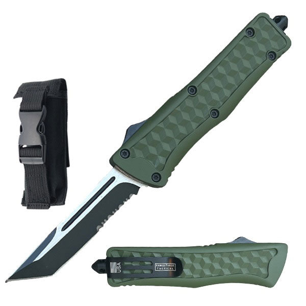 9" Army Green Handle Tactical Tanto OTF Automatic Knife - TOPHATTER'S ARMORY DEALS