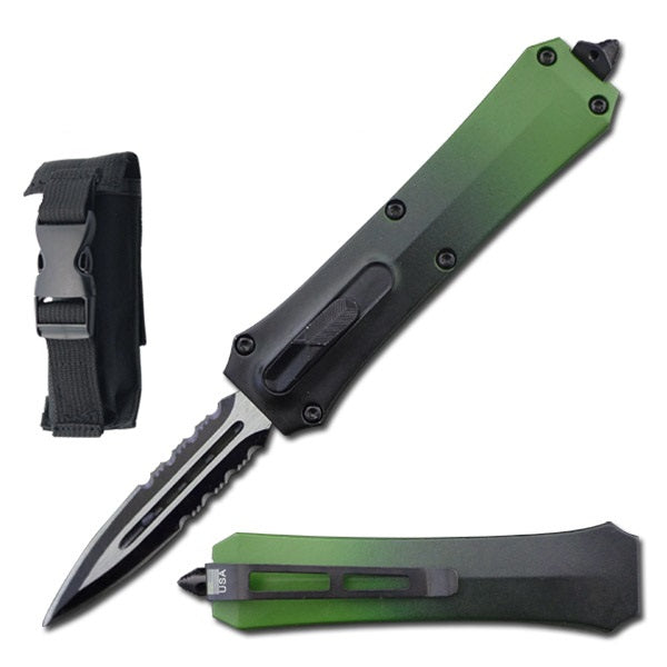 7" Dual Action Dagger Blade Reaper OTF Automatic Green Pocket Knife - TOPHATTER'S ARMORY DEALS