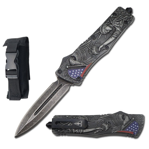 9" American Pride Liberty OTF Dual Action Knife - TOPHATTER'S ARMORY DEALS