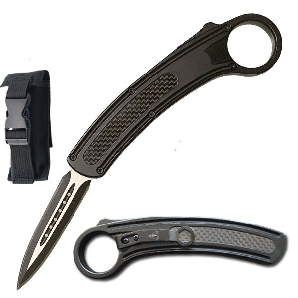 Tactical Auto Karambit Talon Dual Action Out The Front Knife Carbon Fiber - TOPHATTER'S ARMORY DEALS