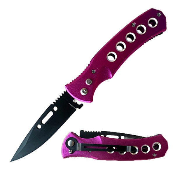 Purple Ballistic Auto Push Button Switch Blade Pocket Knife - TOPHATTER'S ARMORY DEALS