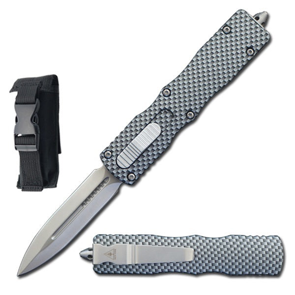 7.5" Carbon Fiber Death Stalker Automatic Dual Action Out The Front Knife - TOPHATTER'S ARMORY DEALS