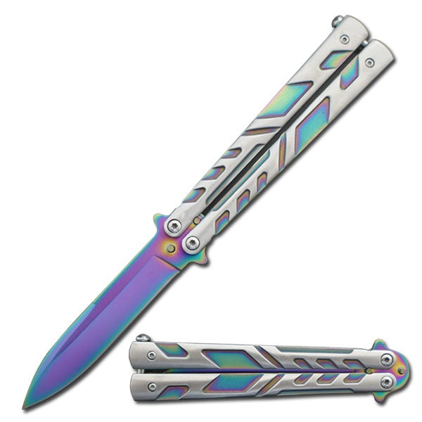 5" Closed Length Rainbow Venom Balisong Butterfly Knife - TOPHATTER'S ARMORY DEALS