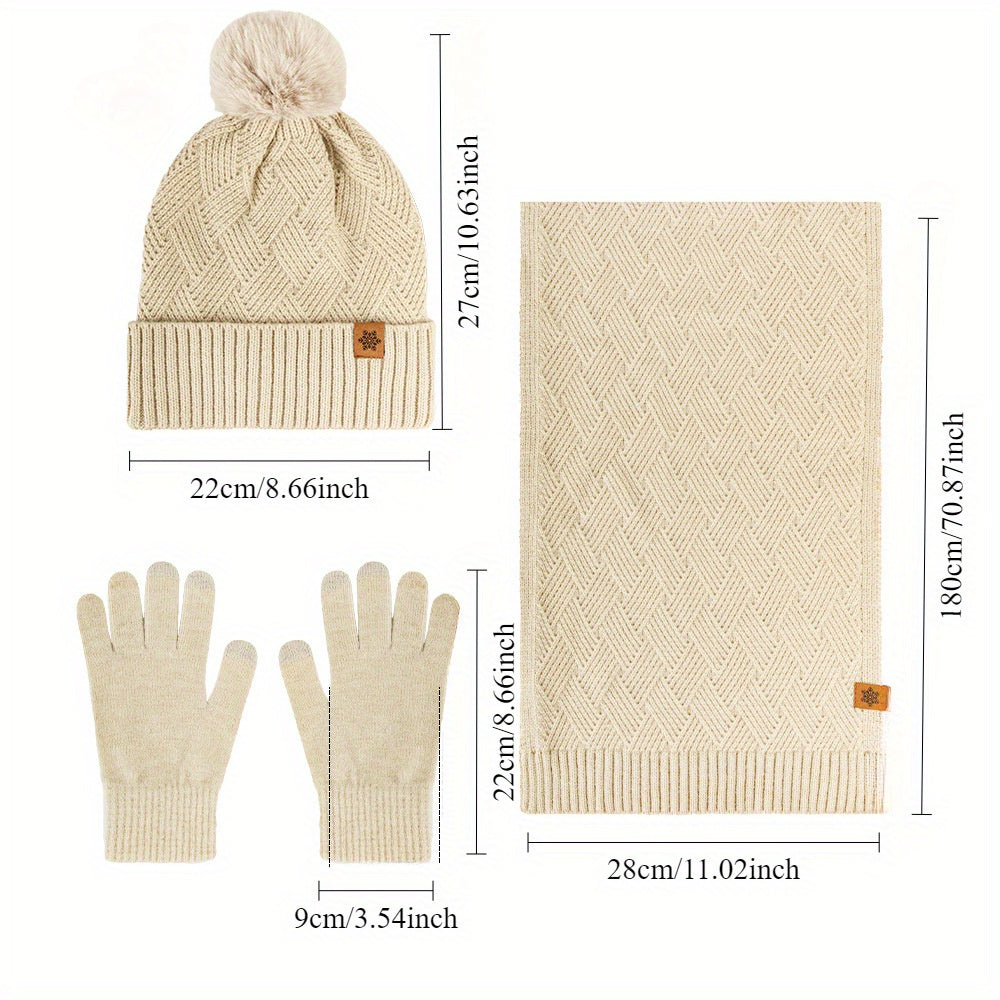Women's Winter Cashmere Hat and Scarf Set