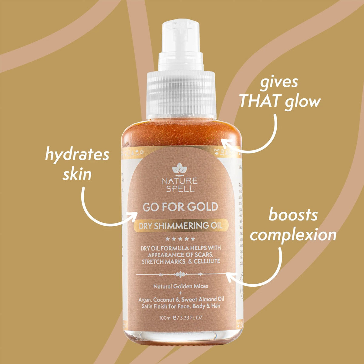 Nature Spell Go For Gold Dry Shimmering Oil 100ml Pump