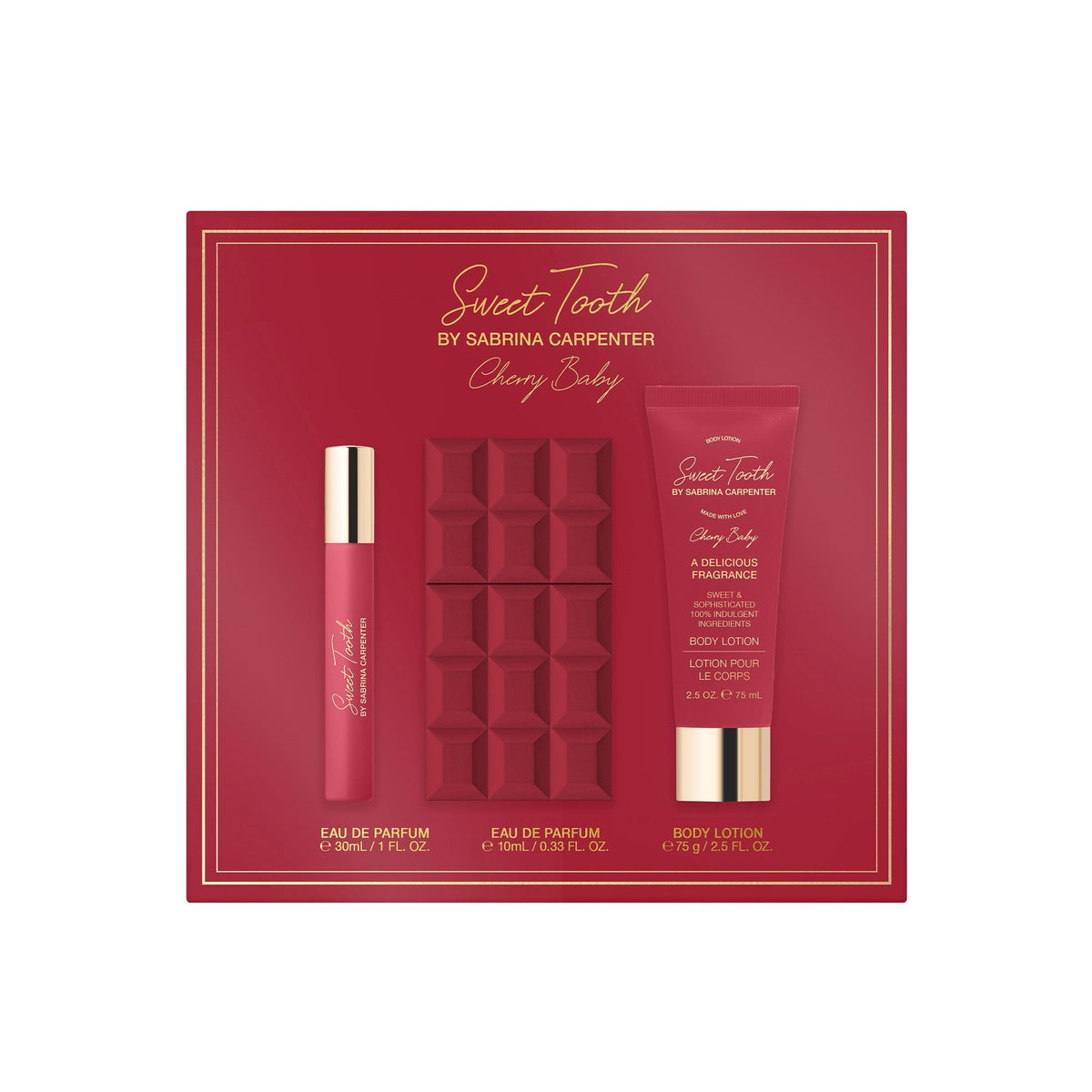 Sweet Tooth Cherry Baby Eau De Parfum 30ml & Travel Spray 10ml & Body Lotion 75ml Gift Set