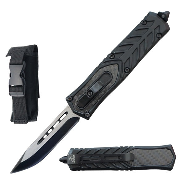 9" Everyday Carry Carbon Fiber Out Of The Front OTF Knife - TOPHATTER'S ARMORY DEALS