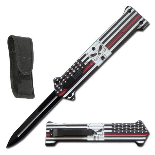 8.75" American Flag Double Action JOKER OTF Automatic knife - TOPHATTER'S ARMORY DEALS