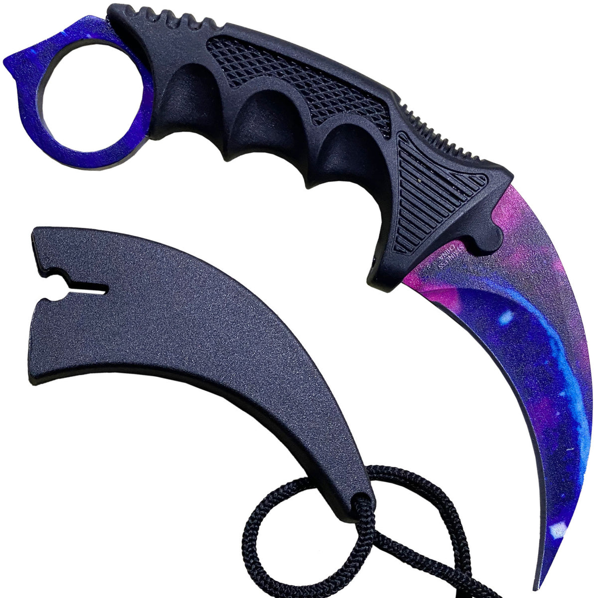 7.6" Black Galaxy Military Combat Tactical CSGO Karambit Neck Knife w Sheath - TOPHATTER'S ARMORY DEALS