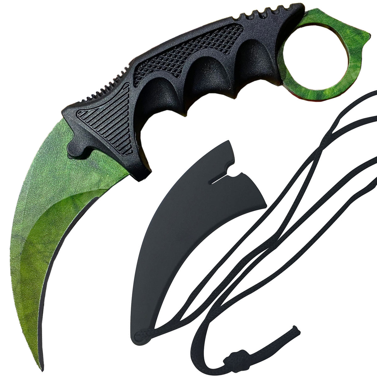 7.6" Green Gamma Military Combat Tactical CSGO Karambit Neck Knife w Sheath - TOPHATTER'S ARMORY DEALS