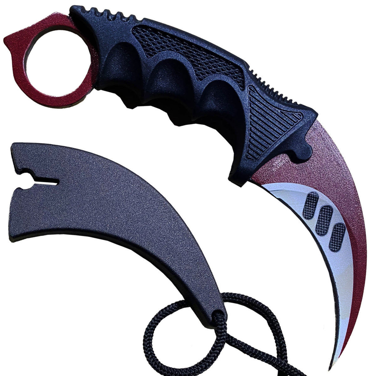 7.6" Red Autotronic Military Combat Tactical CSGO Karambit Neck Knife w Sheath - TOPHATTER'S ARMORY DEALS