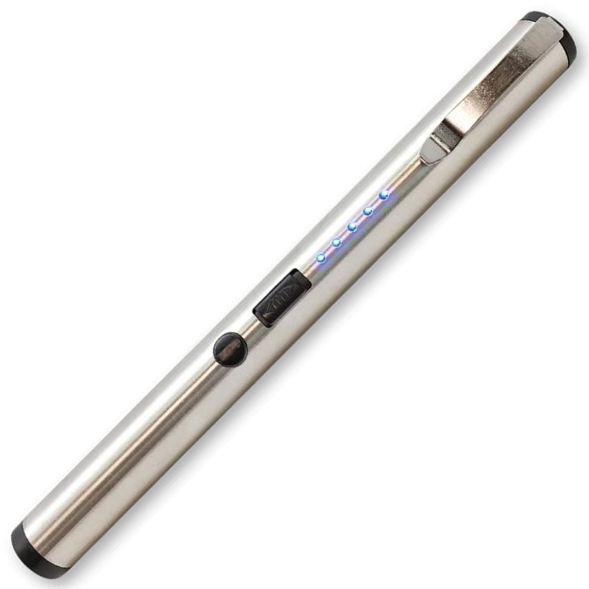 Small Pen Sized 7 Inches Rechargeable Stun Gun Silver