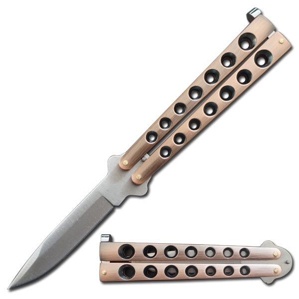 5.25" Closed Length Helix Butterfly Balisong Knife - Copper - TOPHATTER'S ARMORY DEALS