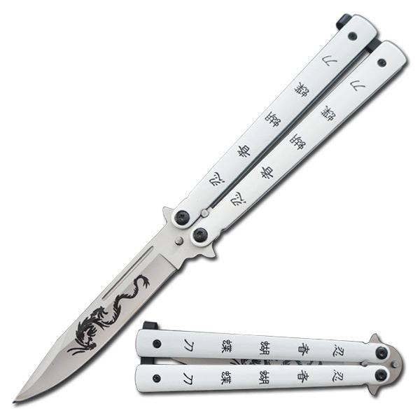 White Dragon Balisong Butterfly Knife - TOPHATTER'S ARMORY DEALS