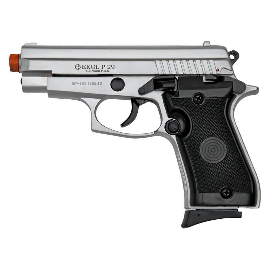 P29 Semi Automatic Front Firing Blank Pistol Nickel Finish