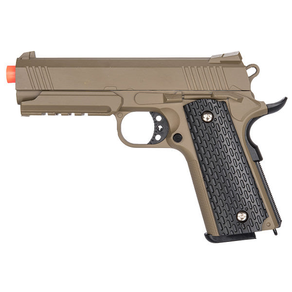 G25D Metal 1911 Airsoft Warrior Spring Pistol With Rail in DARK EARTH - TOPHATTER'S ARMORY DEALS
