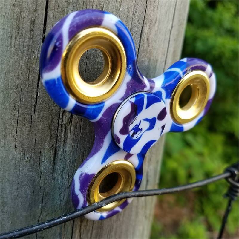 Hand Finger Spinner Purple-Blue Camo Stress Relief Tri Fidget High Speed - TOPHATTER'S ARMORY DEALS