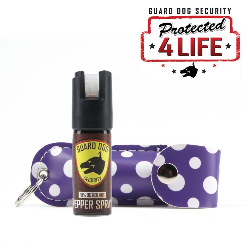 Personal Defense Pepper Spray OC-18 1/2 oz Fireista Purple Polka Dot