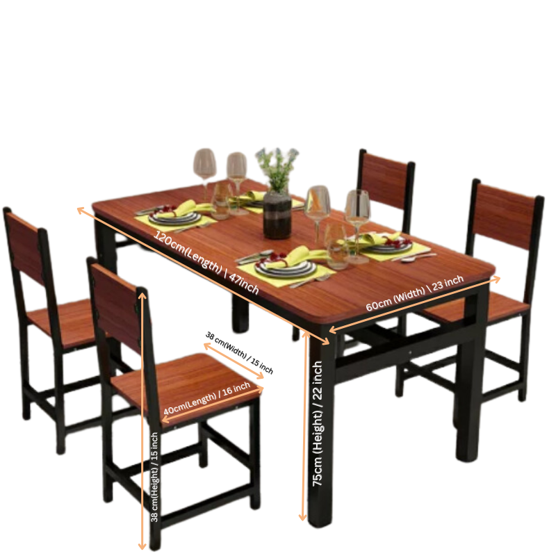 Wood & Steel Dining Set (Oak & Black)