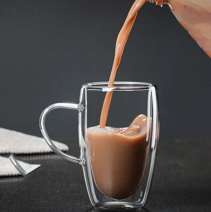 6pcs Double-Layer Transparent Glass Mug Set