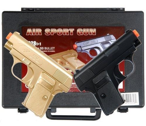 Gold and Black Dueling Set Airsoft Pistol Handguns Gun With Case - TOPHATTER'S ARMORY DEALS