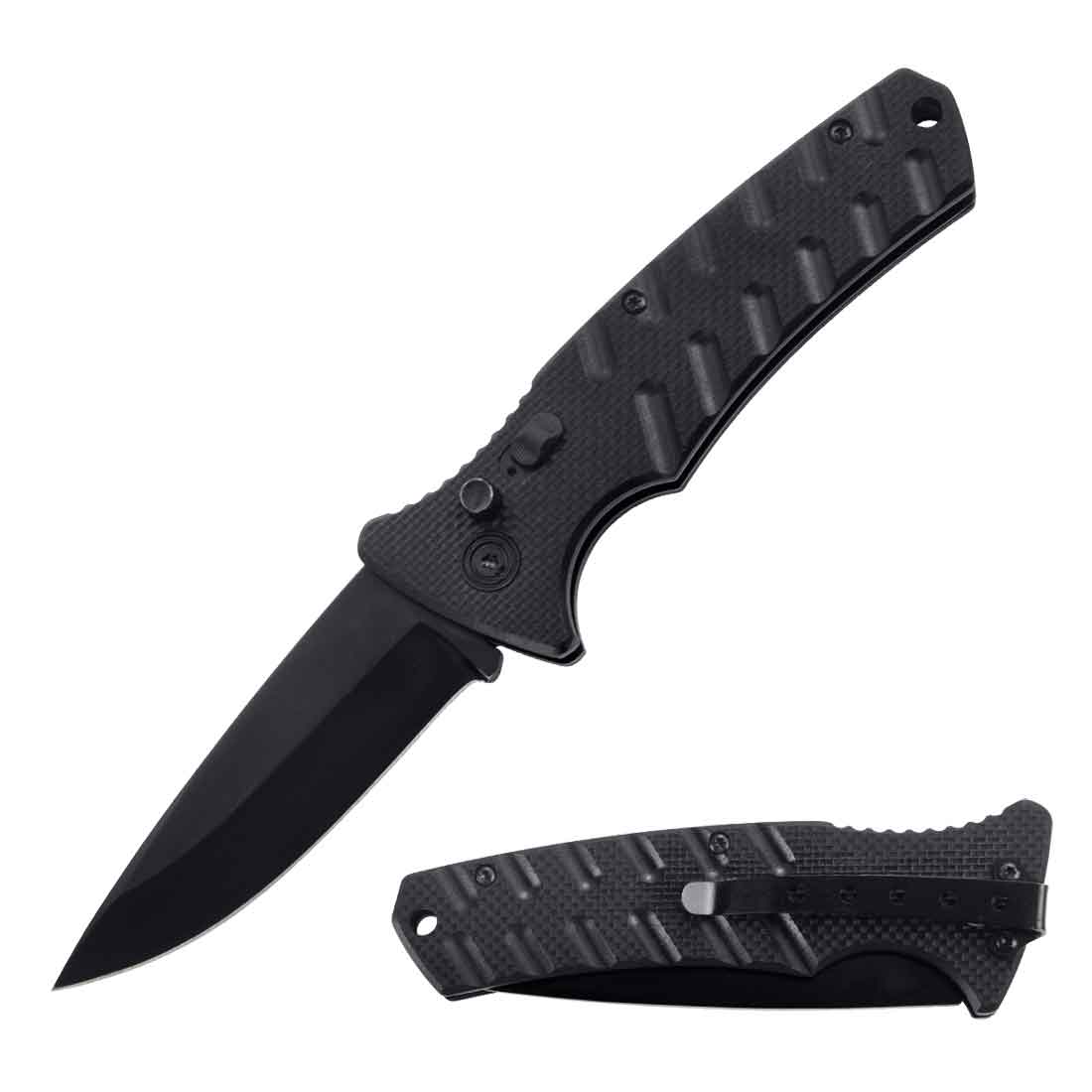 4.75" Closed Atom Switch Blade Automatic Knife Black G10 Handle - TOPHATTER'S ARMORY DEALS