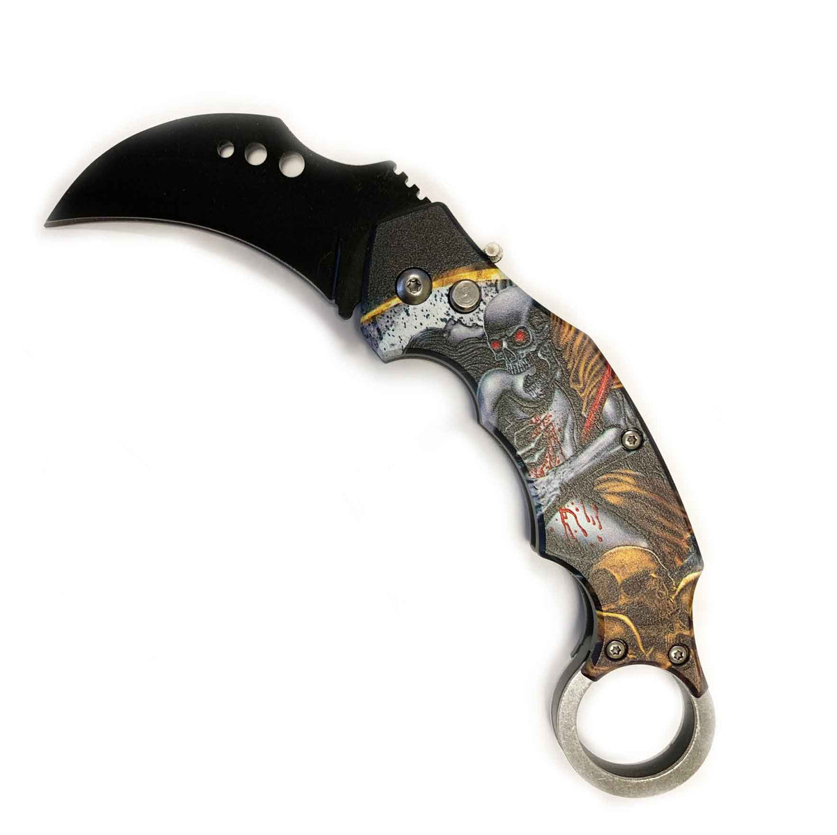 5" Closed Skeleton SwitchBlade Karambit Knife with Finger Ring - TOPHATTER'S ARMORY DEALS
