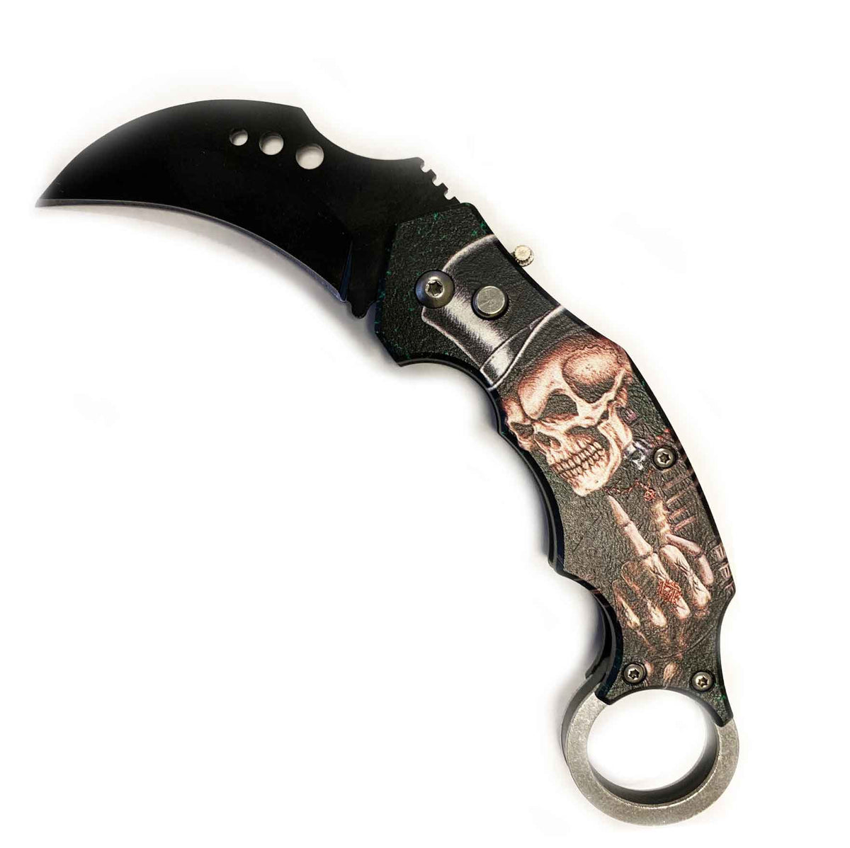 5" Closed Skeleton SwitchBlade Karambit Knife Finger Ring - TOPHATTER'S ARMORY DEALS
