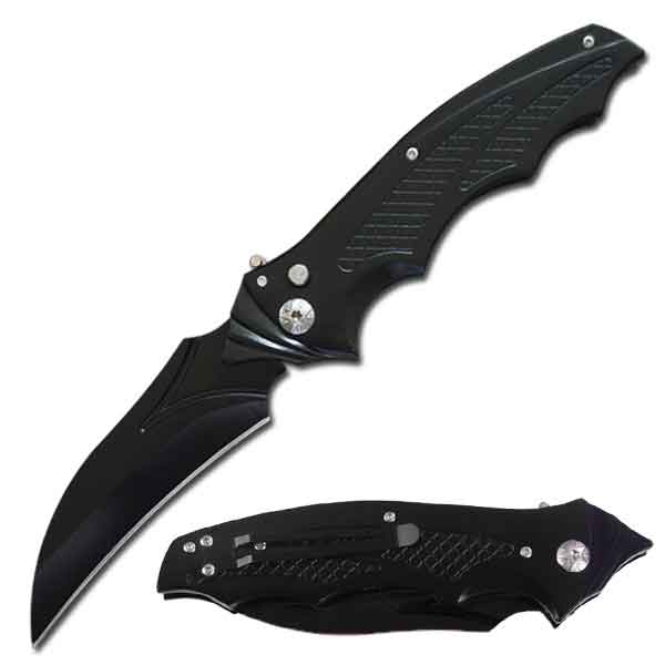 5.95" Closed Black Automatic Switch Blade Bat Knife - TOPHATTER'S ARMORY DEALS