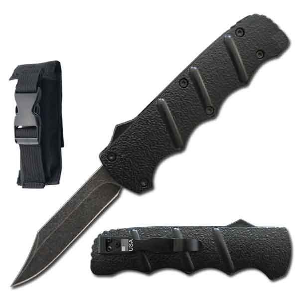 8.75" Automatic Titan Black OTF Drop Point Blade Knife - TOPHATTER'S ARMORY DEALS
