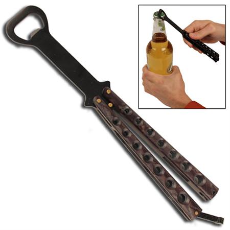 The Bartender Bottle Opener Butterfly Practice Knife - Black Camo